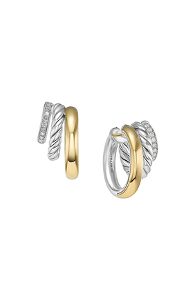 DY Mercer Multi Hoop Earrings, 18k Yellow Gold, Sterling Silver & Diamonds